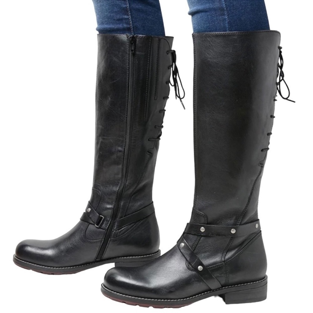 Wokly Belmont Black Leather Lace Up Tough Boots